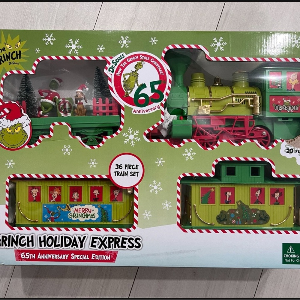 Dr. Seuss Grinch Holiday Express Train Set - Green, Red, and Gold